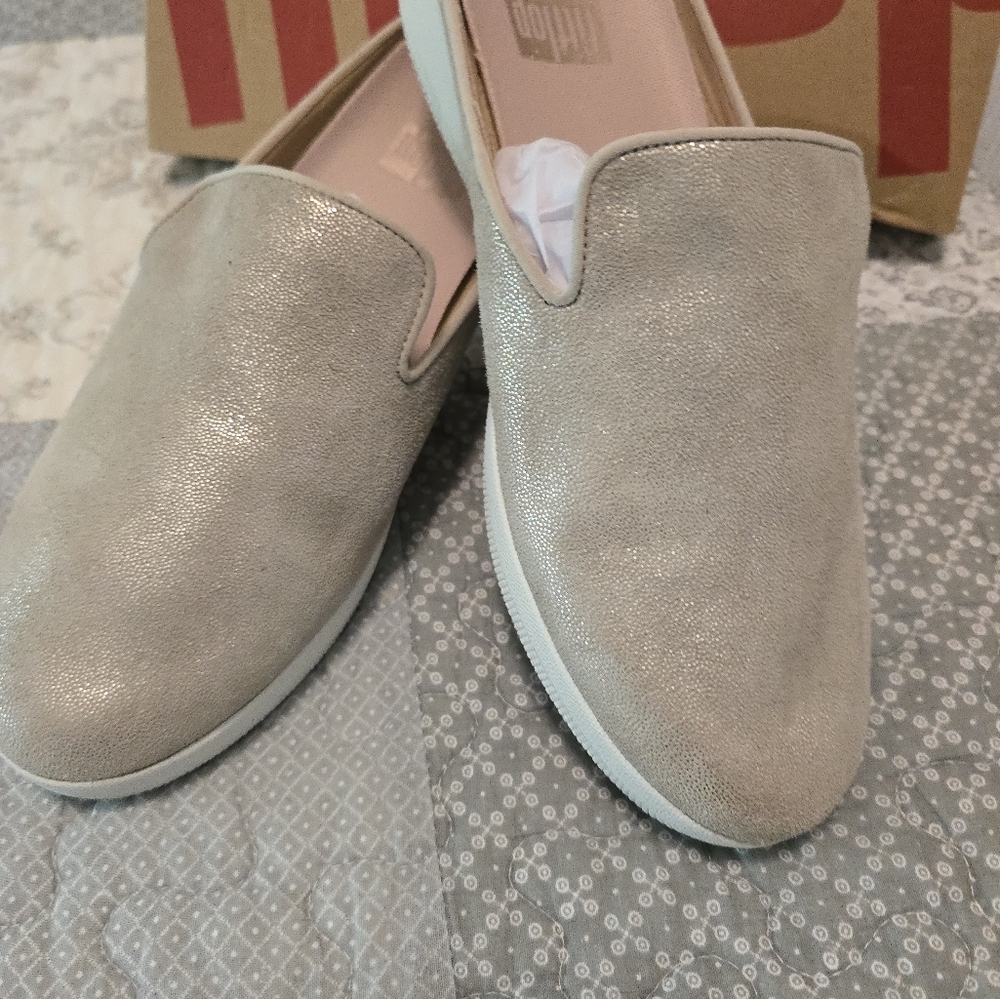 Fitflop Women's Gold Silver Slip In Shoes Womens Size 10